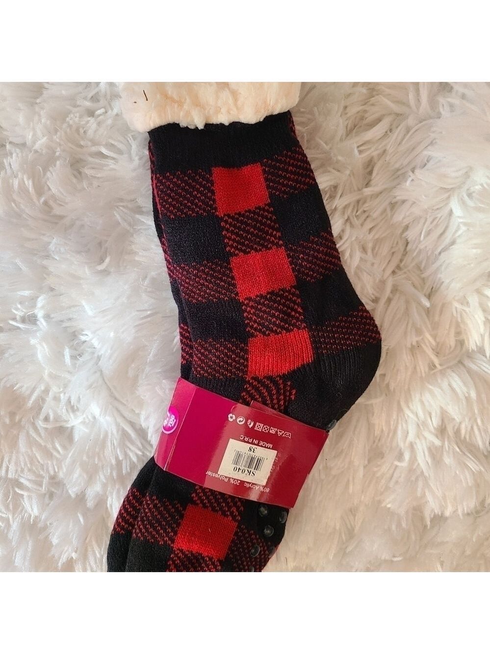 Winter Buffalo plaid Sherpa Fleece Thermal lined socks Size 7 NWT